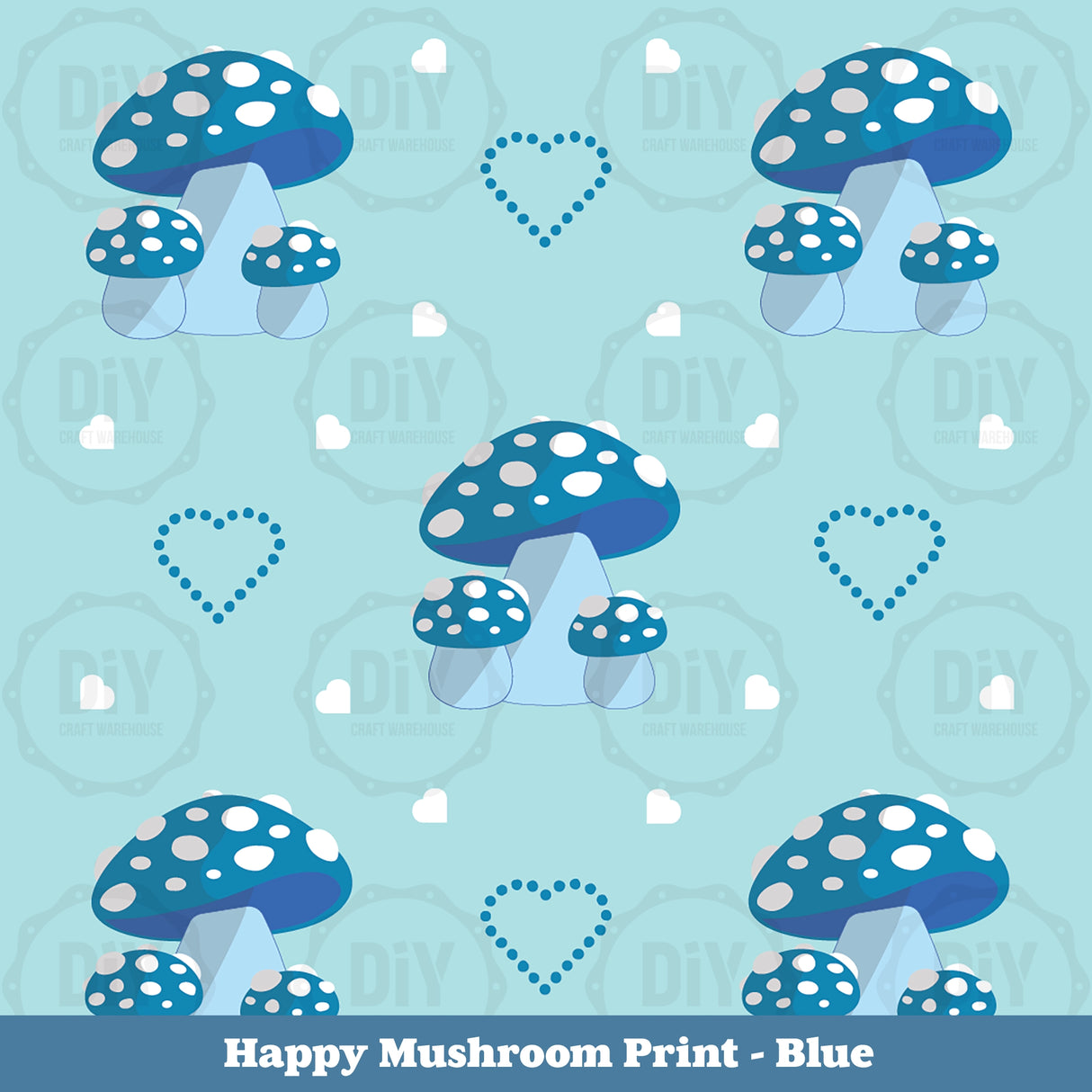 Happy Mushroom Sublimation Transfer - Blue