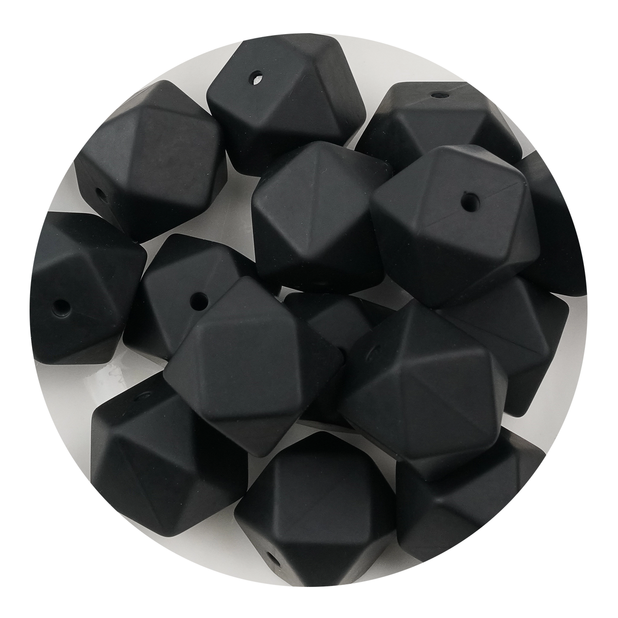 silicone focal bead hexagon black