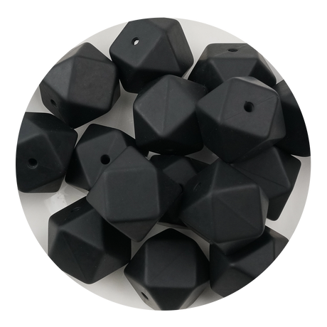 silicone focal bead hexagon black