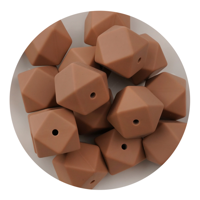 silicone focal bead hexagon camel