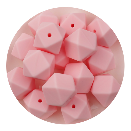 silicone focal bead hexagon candy pink