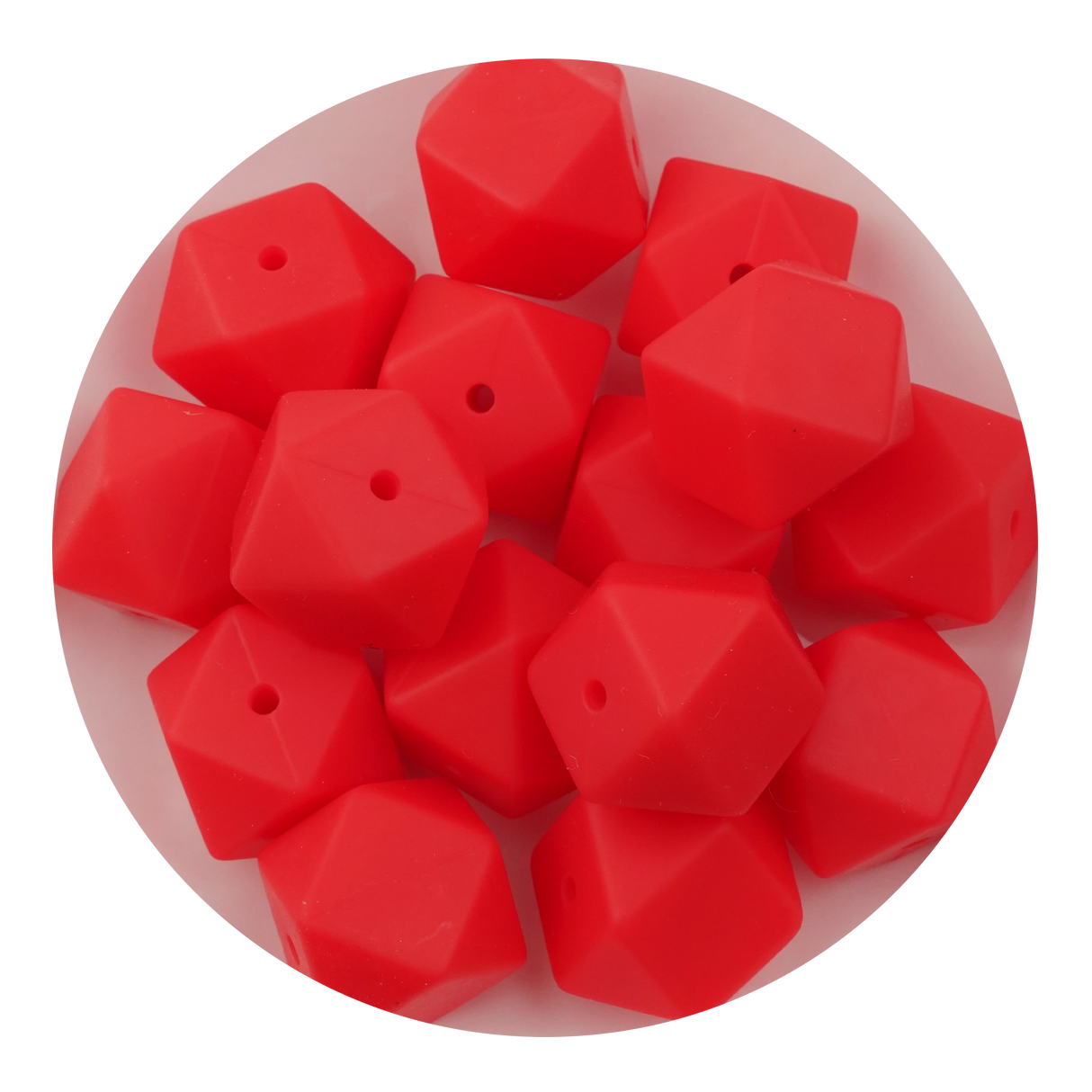 silicone focal bead hexagon red