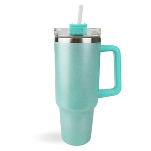 Handled Travel Mug Glitter - Mint