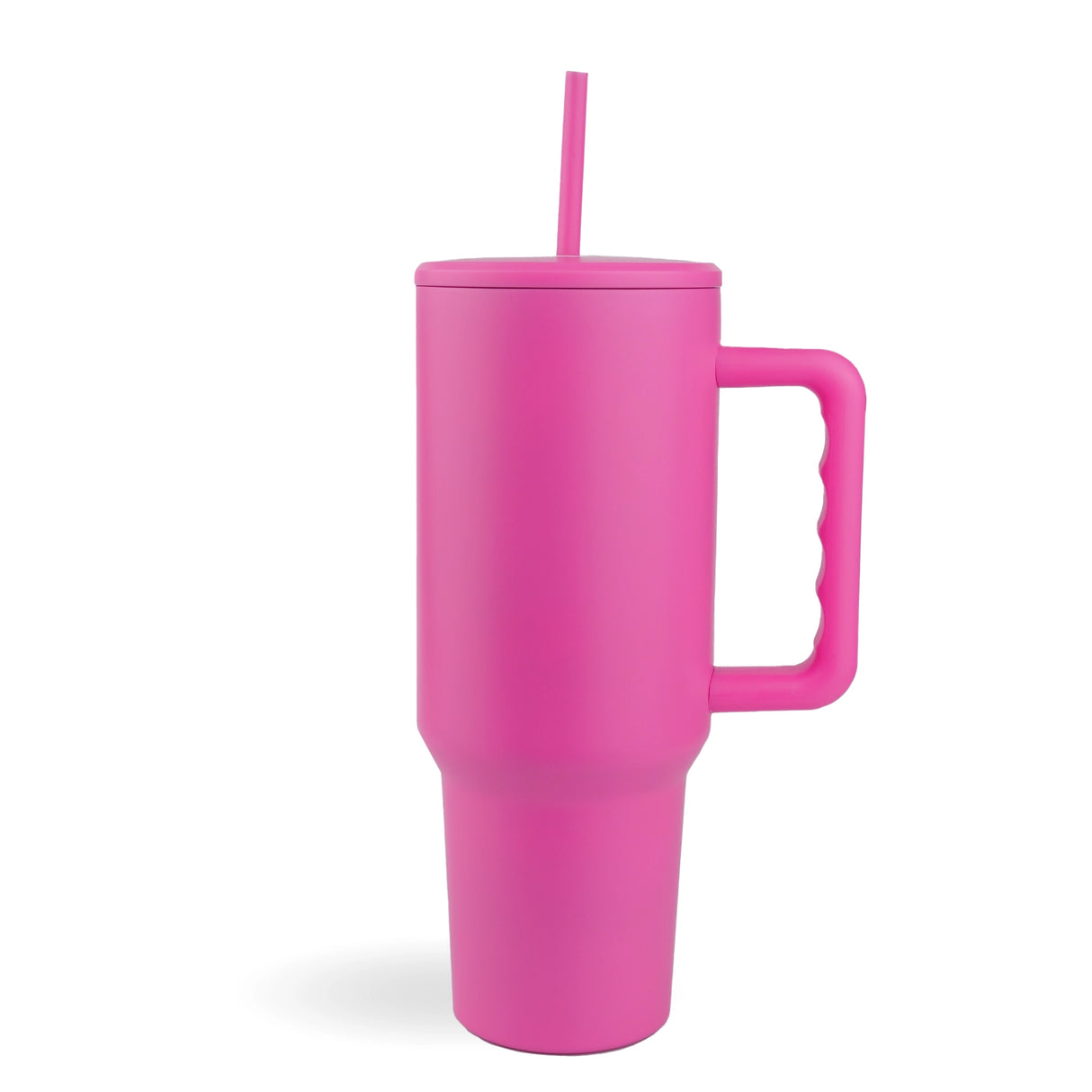 handled travel mug modern matte hot pink