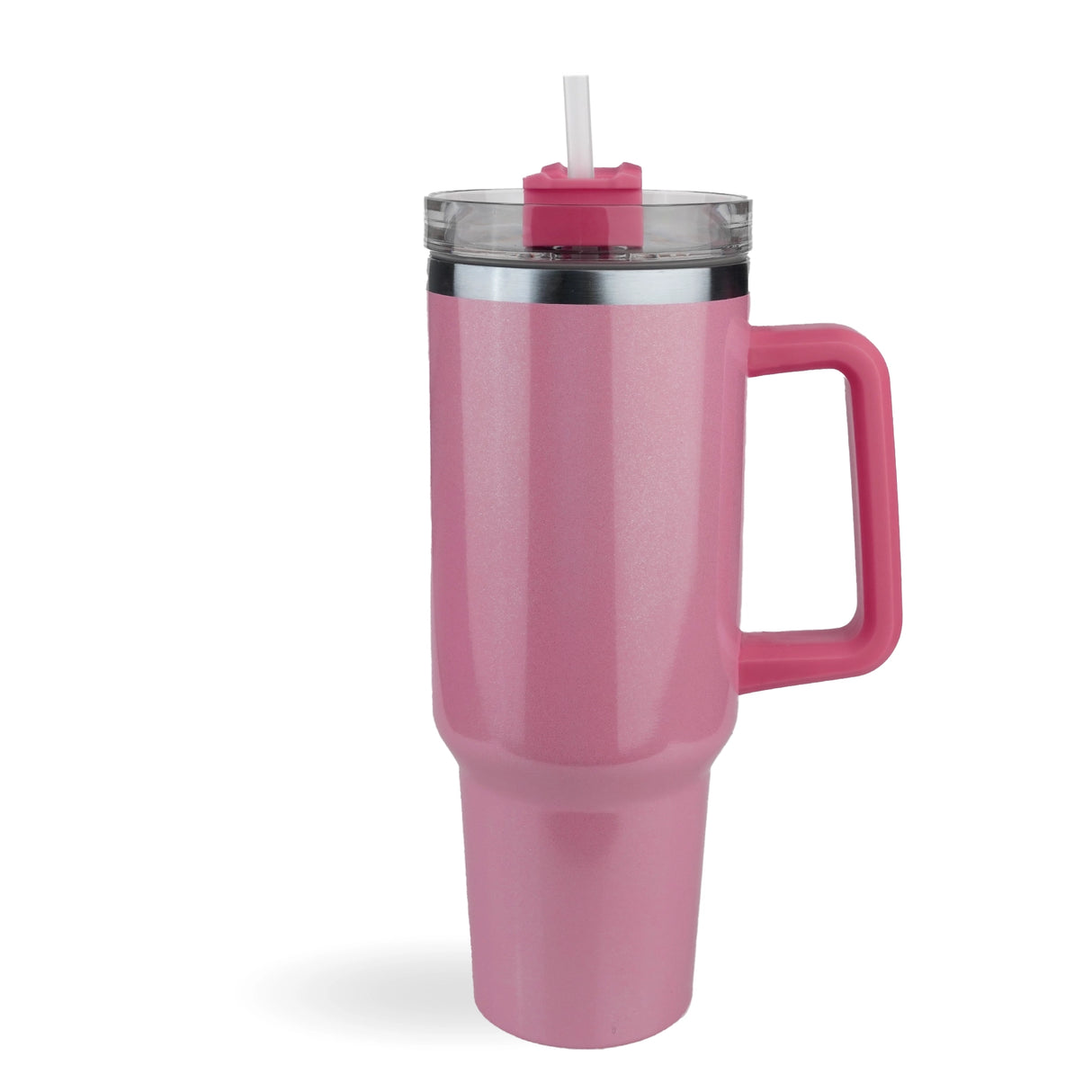 handled travel mug shimmer pink