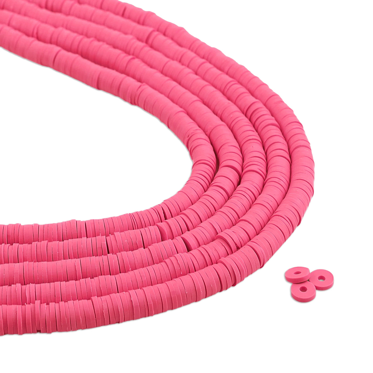 Heishi Surfer Friendship Beads - Flamingo Pink