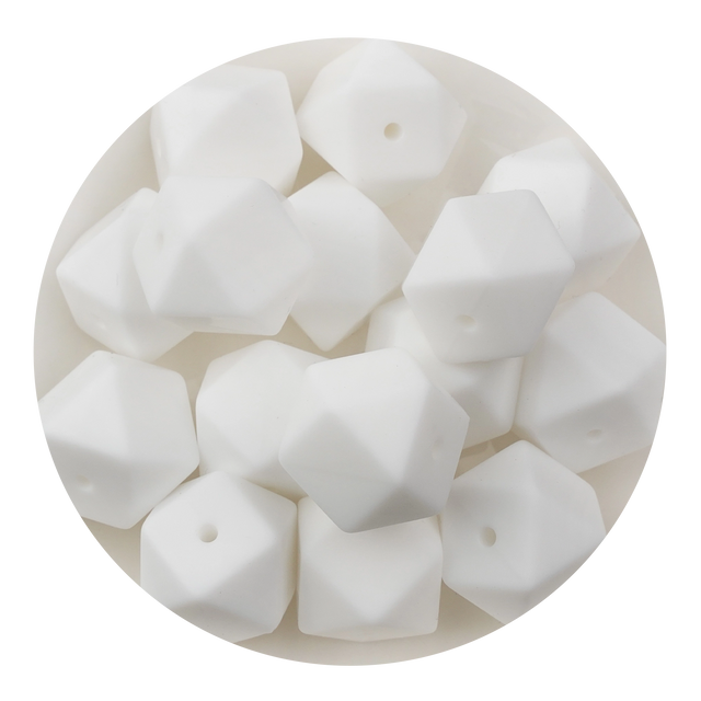 silicone focal bead hexagon white