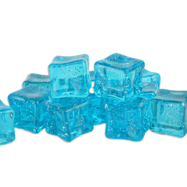 ice cubes with glitter blue