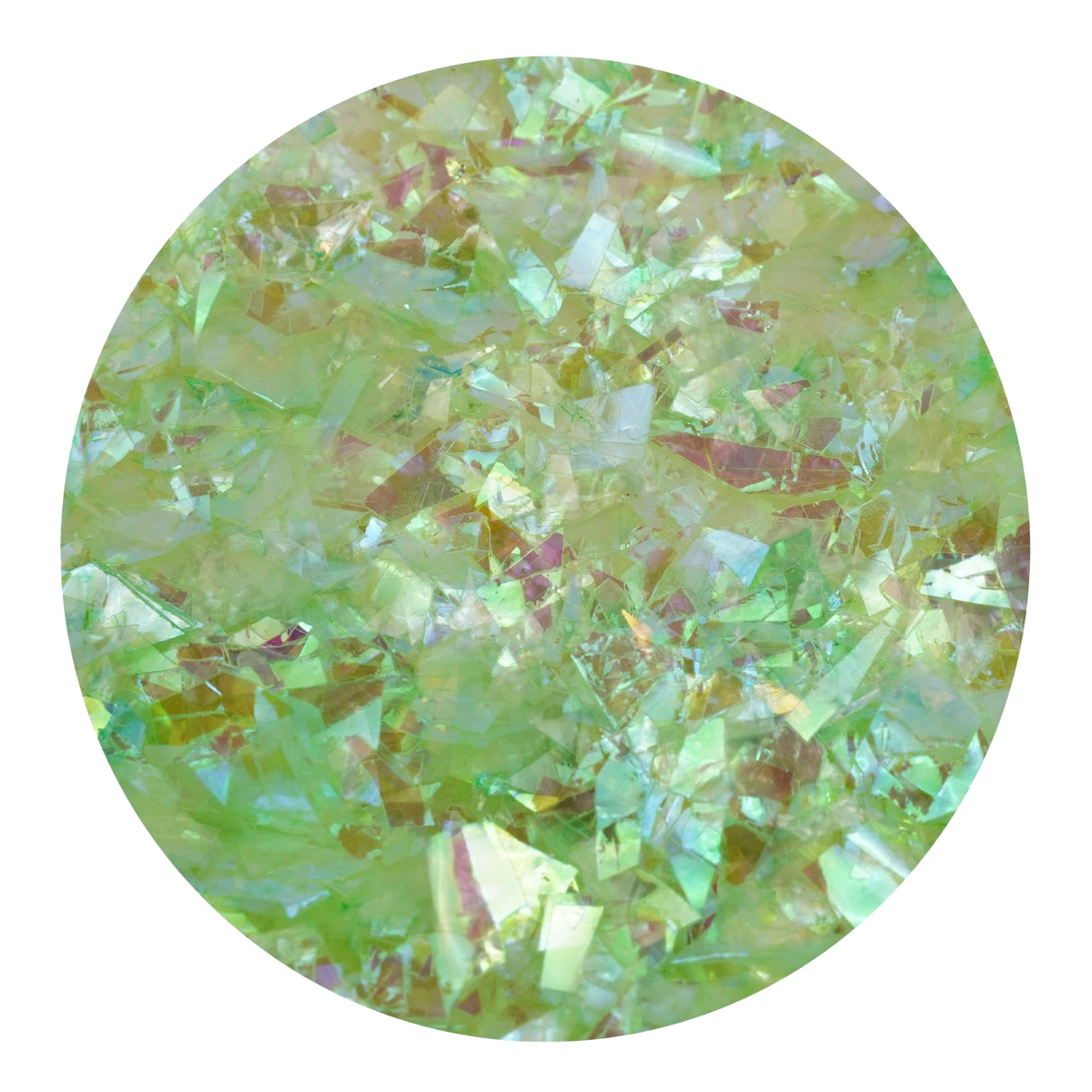 iridescent fractured flakes green