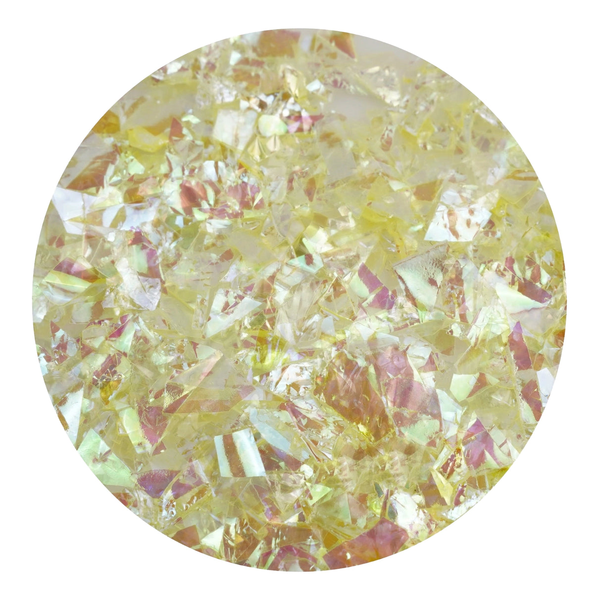 iridescent fractured flakes light yellow