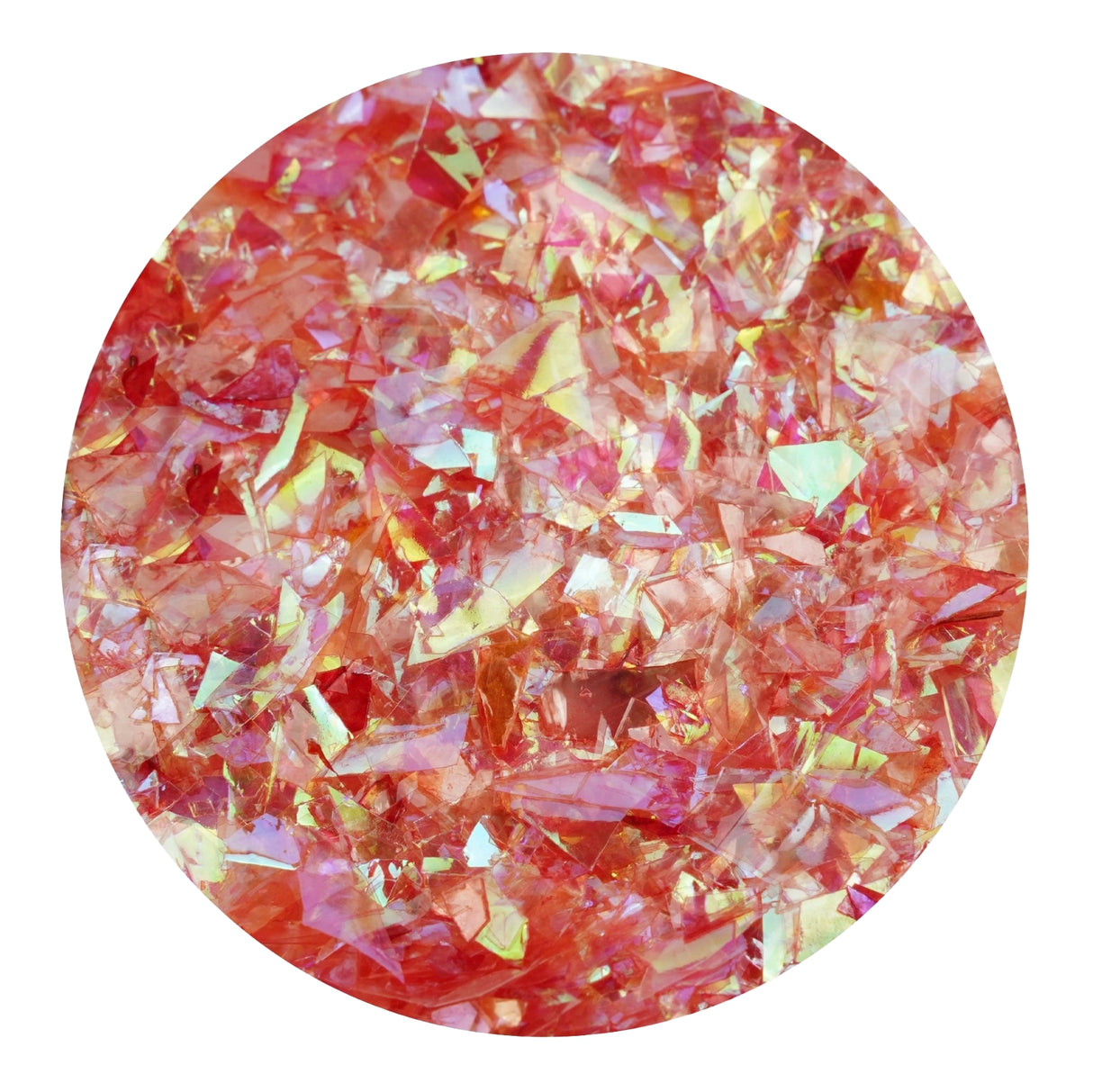 iridescent fractured flakes red