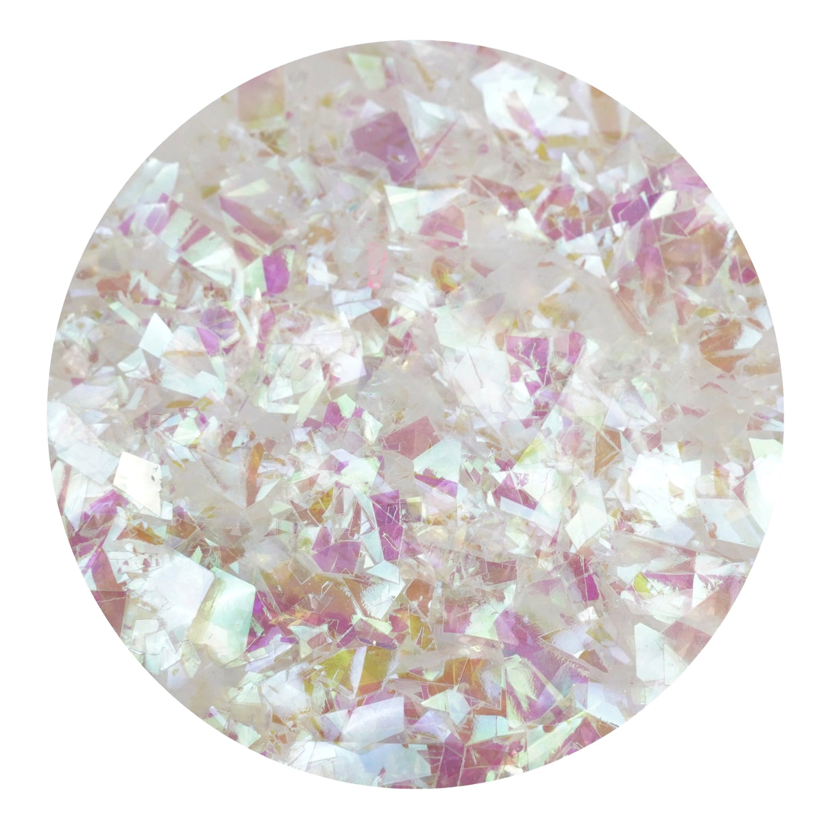 iridescent fractured flakes white