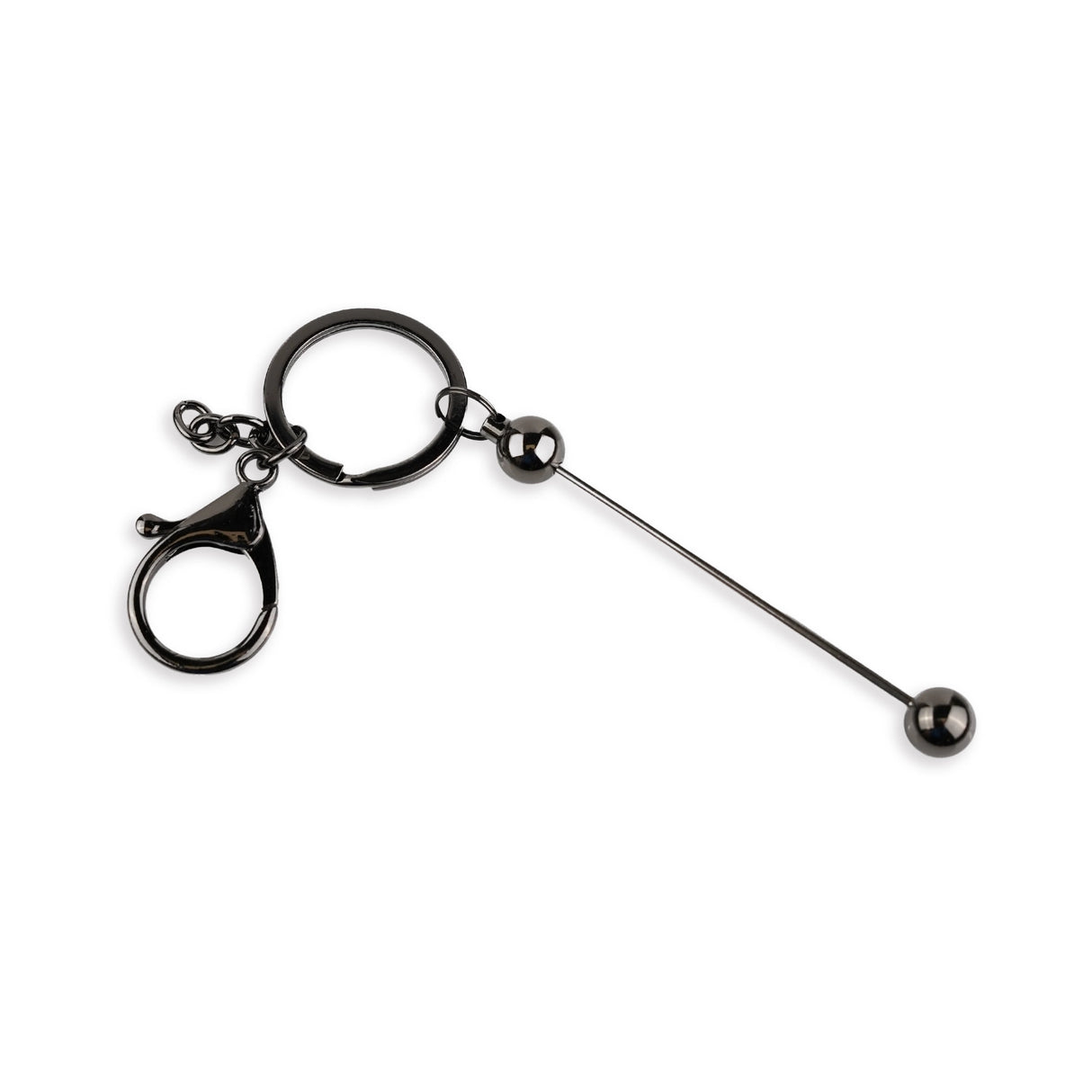 Keychain Bead-Able with Lobster Claw - Black Gloss