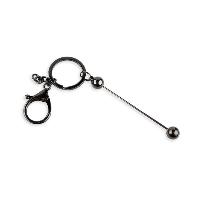 keychain bead able with lobster claw black gloss