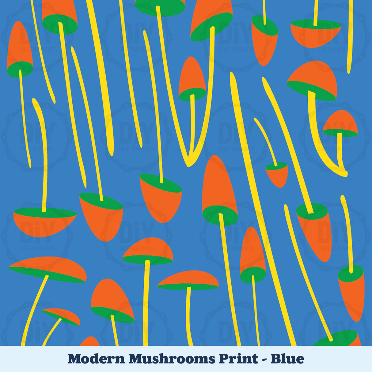 Modern Mushroom Sublimation Transfer - Blue