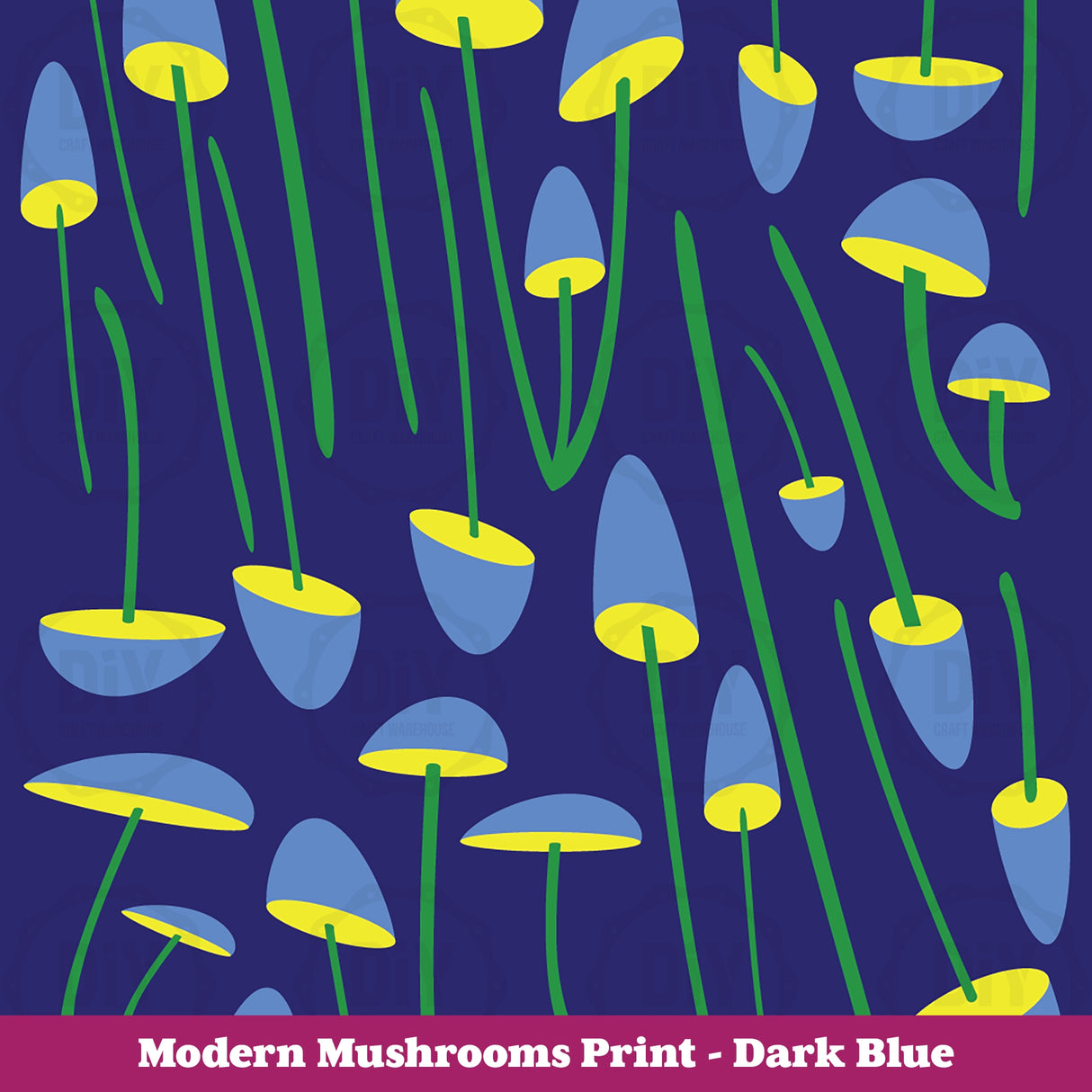 Modern Mushroom Sublimation Transfer - Dark Blue