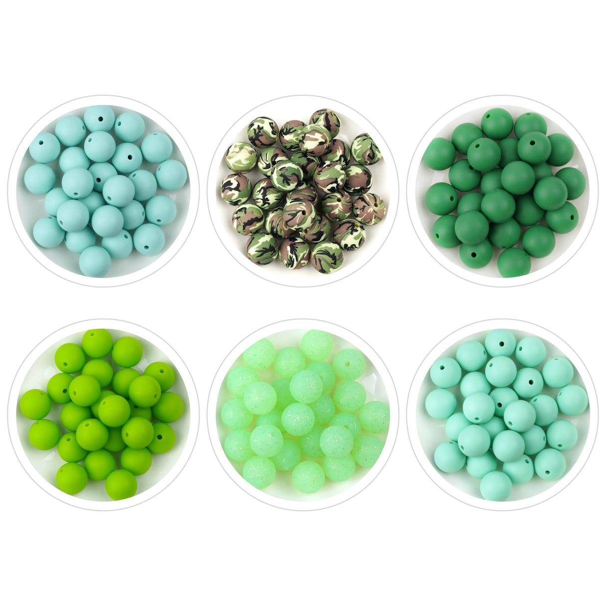 Assorted Pack - Minty Fresh Round Silicone Beads
