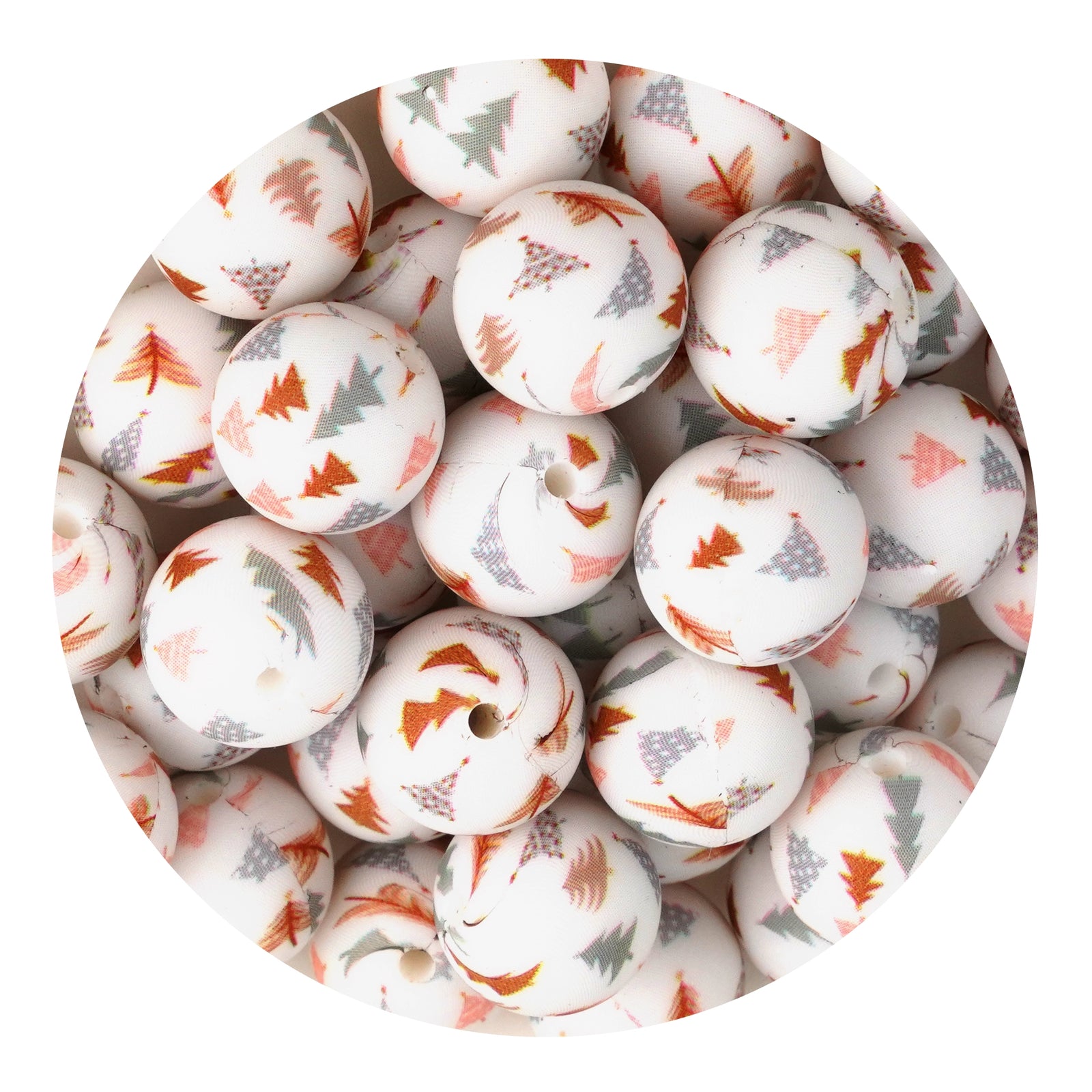 Master Maker Crafts -  Silicone Bead Round - Modern Christmas Trees (5 Beads - 15mm) | Master Maker Crafts - Wholesale Craft Supplies - Fast Shipping from Ohio