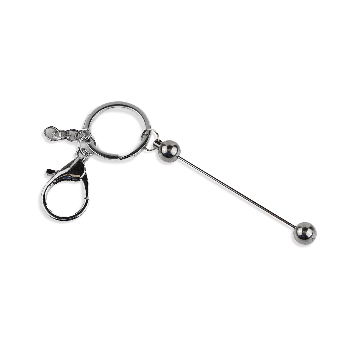 Keychain Bead-Able with Lobster Claw - Silver
