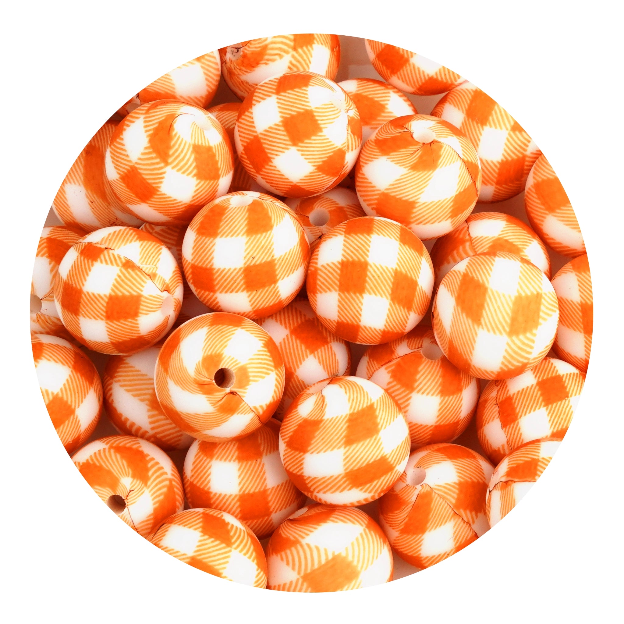 Master Maker Crafts -  Silicone Bead Round - Orange Gingham (5 Beads - 15mm) | Master Maker Crafts - Wholesale Craft Supplies - Fast Shipping from Ohio DIY Craft Warehouse