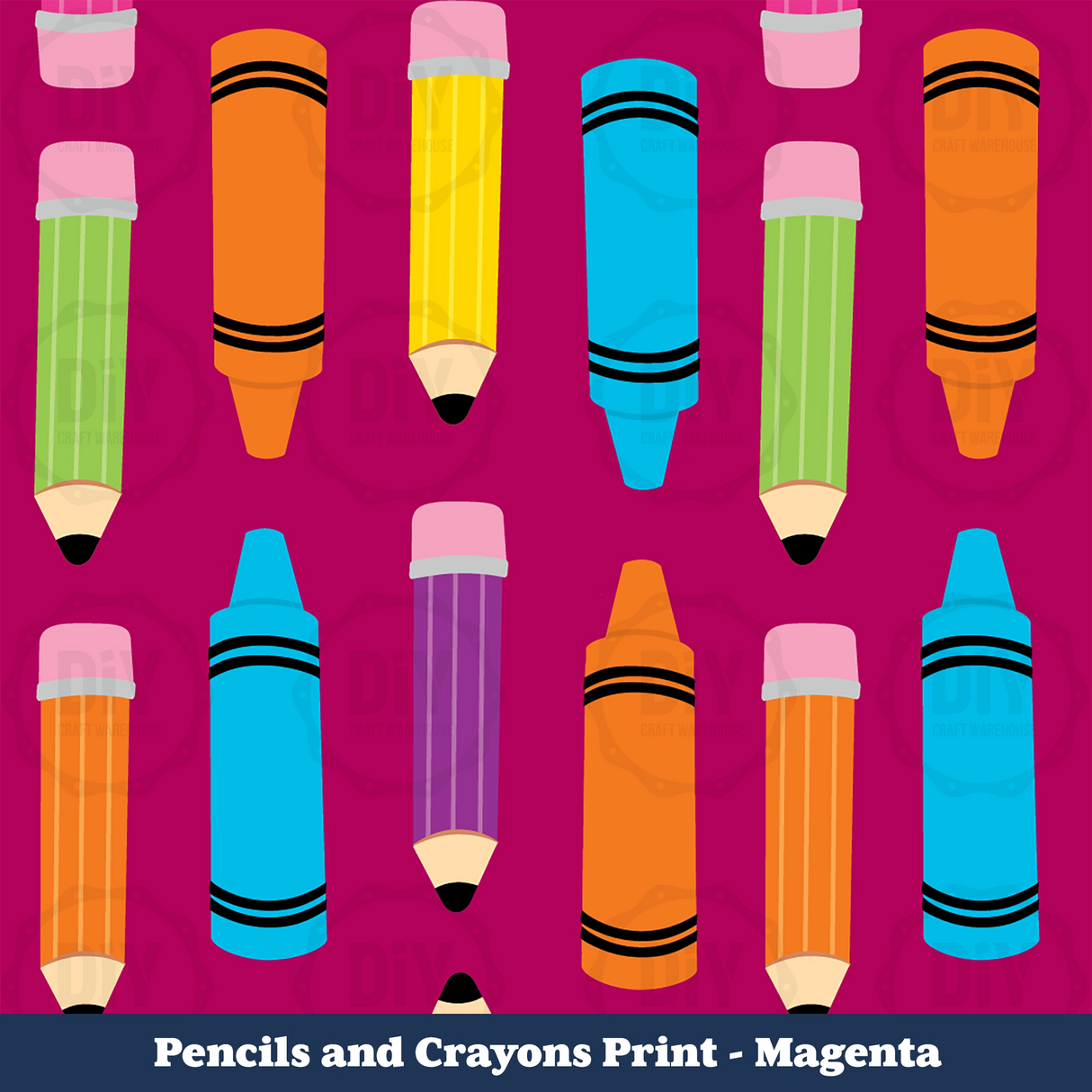 Pencil & Crayons Sublimation Transfer - Magenta
