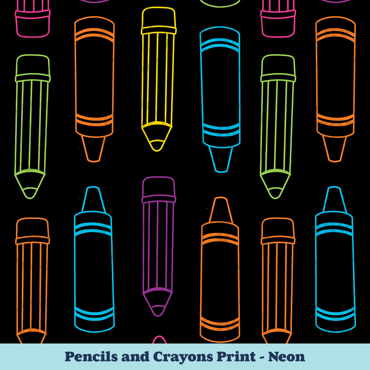 Pencil & Crayons Sublimation Transfer - Neon