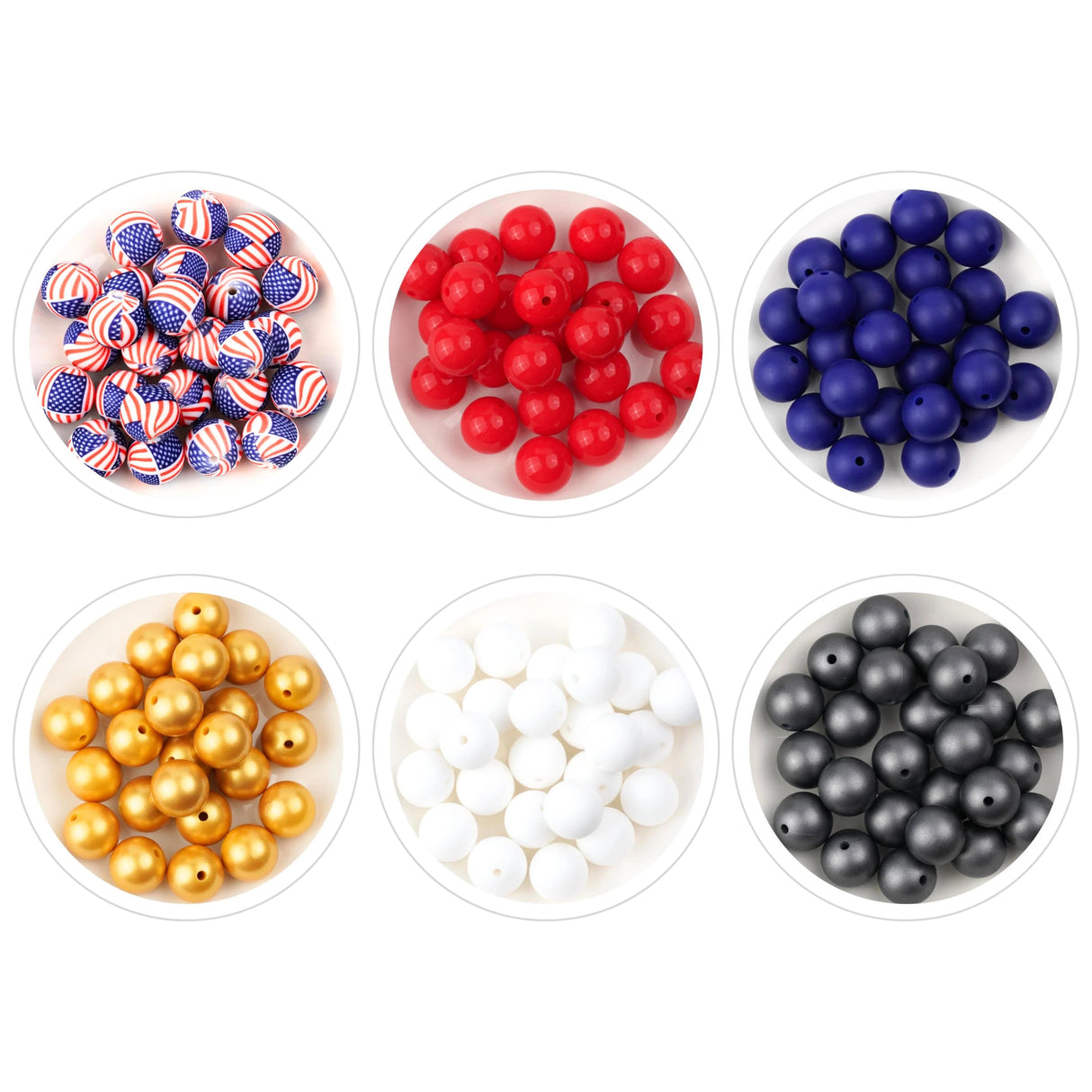 Assorted Pack - American Celebration Round Silicone Beads