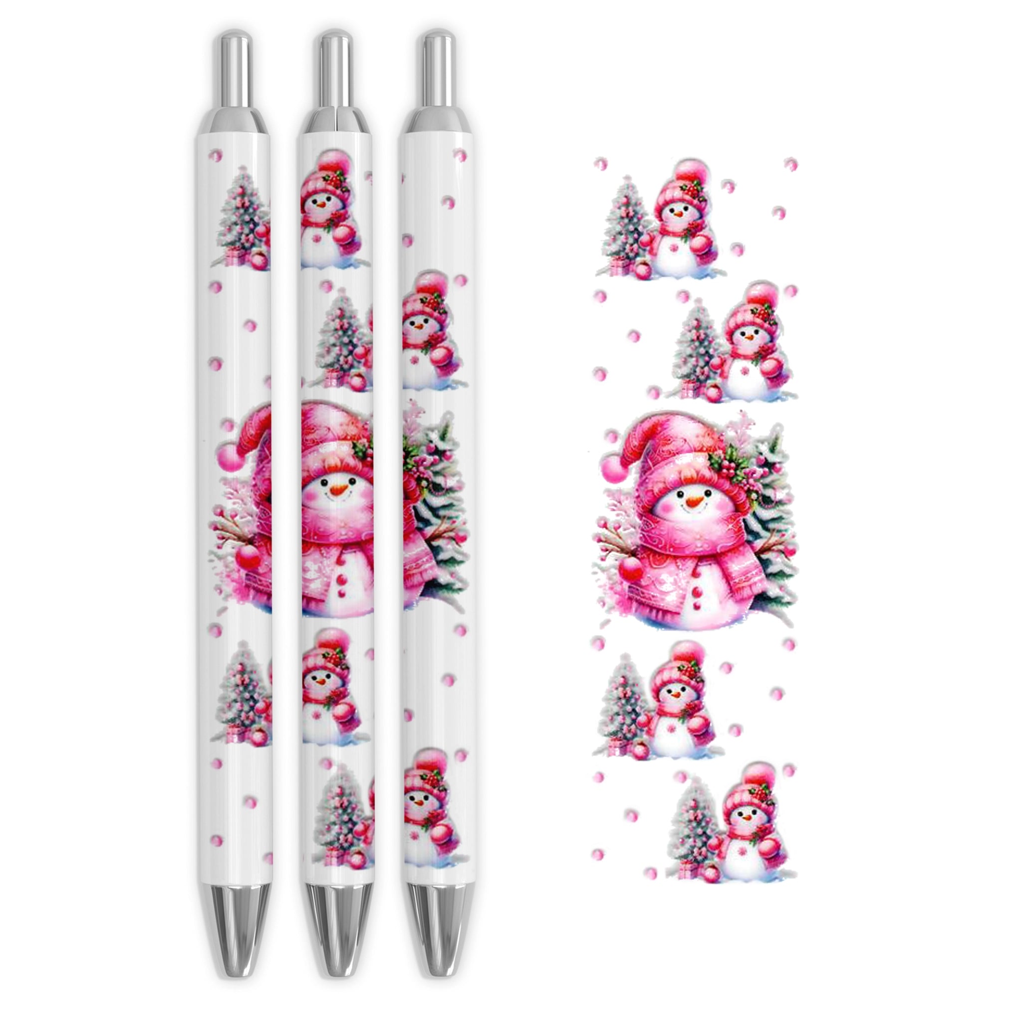 Master Maker Crafts -  UV DTF Pen Wrap Only - Cozy Snowman Pink 5 Decals 4.25" x 1.25" (Pen NOT Inclued) | Master Maker Crafts - Wholesale Craft Supplies - Fast Shipping from Ohio DIY Craft Warehouse