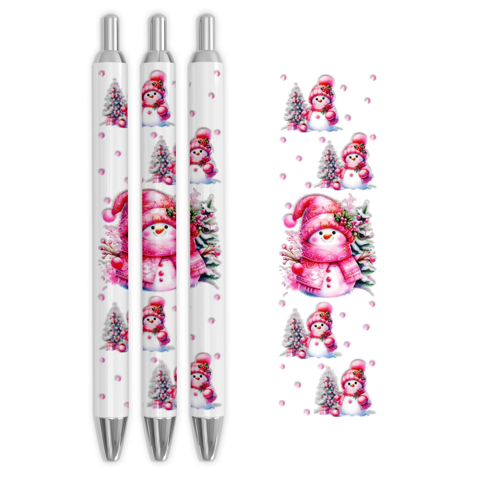 Master Maker Crafts -  UV DTF Pen Wrap Only - Cozy Snowman Pink 5 Decals 4.25