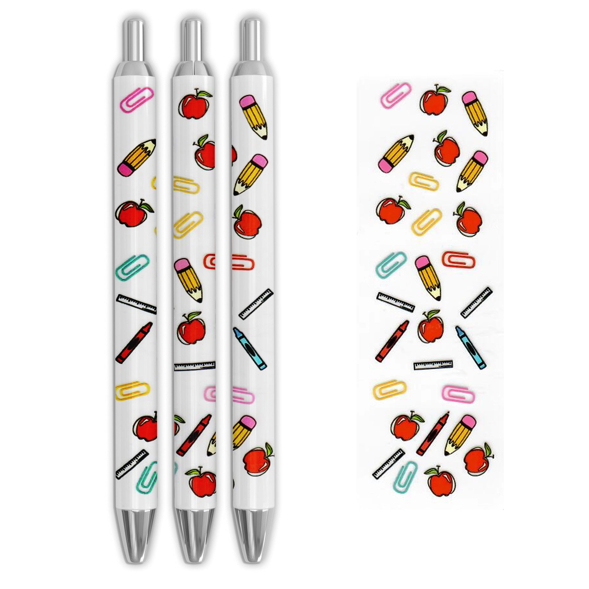Master Maker Crafts -  UV DTF Pen Wrap Only - School Essentials 5 Decals 4.25" x 1.25" (Pen NOT Inclued) | Master Maker Crafts - Wholesale Craft Supplies - Fast Shipping from Ohio DIY Craft Warehouse