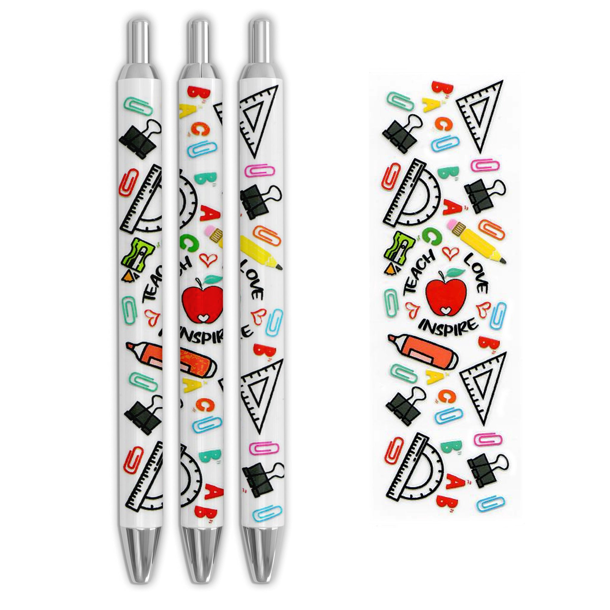 Master Maker Crafts -  UV DTF Pen Wrap Only - Teach, Love, Inspire 5 Decals 4.25" x 1.25" (Pen NOT Inclued) | Master Maker Crafts - Wholesale Craft Supplies - Fast Shipping from Ohio DIY Craft Warehouse