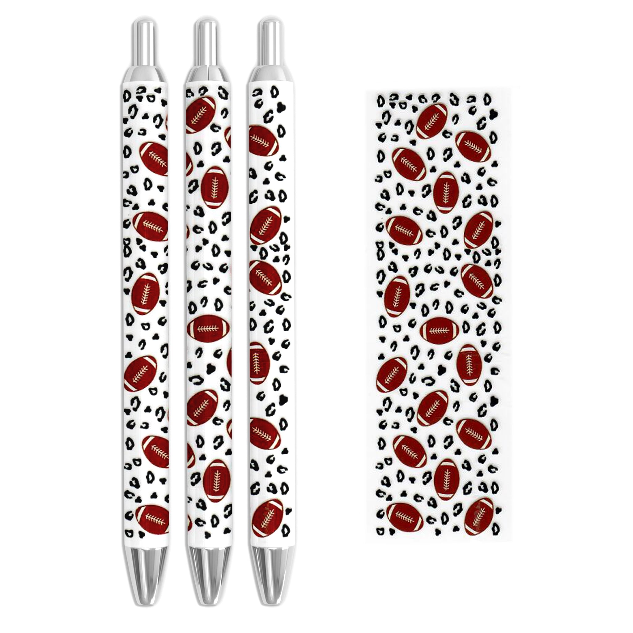 Master Maker Crafts -  UV DTF Pen Wrap Only - Cheetah & Footballs 5 Decals 4.25" x 1.25" (Pen NOT Inclued) | Master Maker Crafts - Wholesale Craft Supplies - Fast Shipping from Ohio DIY Craft Warehouse