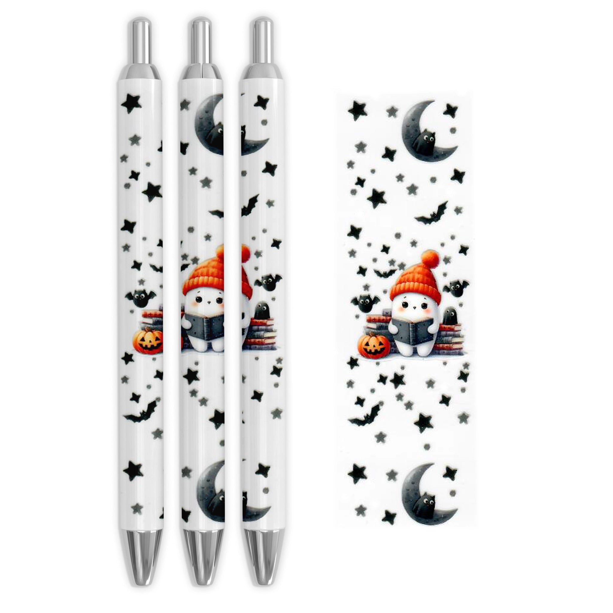 Master Maker Crafts -  UV DTF Pen Wrap Only - Ghost & Books 5 Decals 4.25" x 1.25" (Pen NOT Inclued) | Master Maker Crafts - Wholesale Craft Supplies - Fast Shipping from Ohio DIY Craft Warehouse