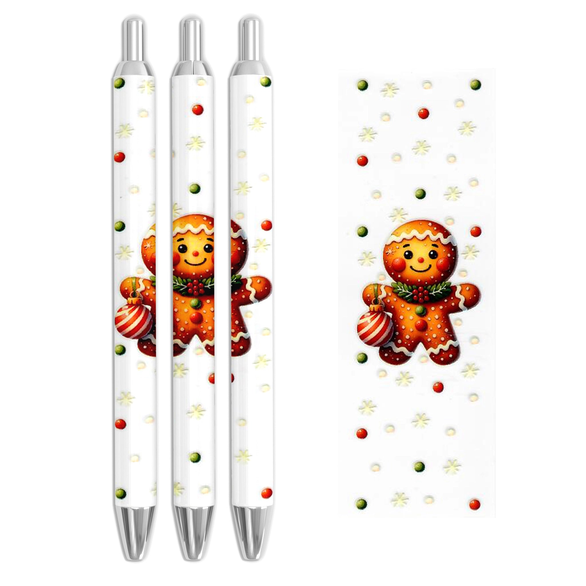 Master Maker Crafts -  UV DTF Pen Wrap Only - Jolly Gingerbread Man 5 Decals 4.25" x 1.25" (Pen NOT Inclued) | Master Maker Crafts - Wholesale Craft Supplies - Fast Shipping from Ohio DIY Craft Warehouse