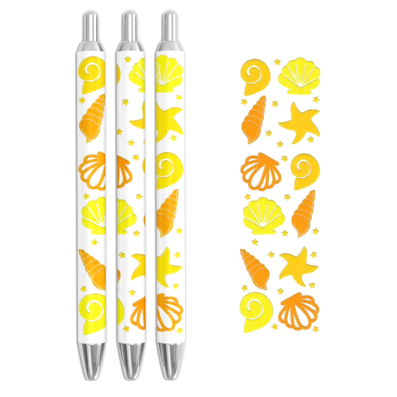 Master Maker Crafts -  UV DTF Pen Wrap Only - Seashell Sunset 5 Decals 4.25
