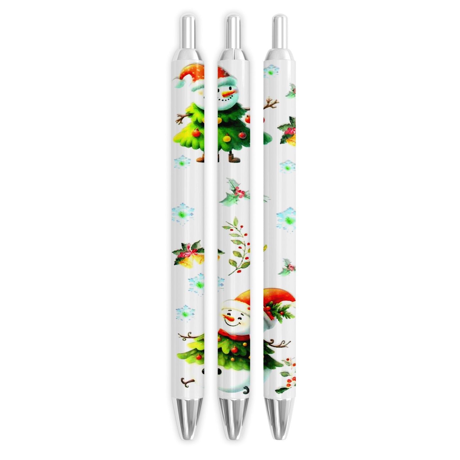 Master Maker Crafts -  UV DTF Pen Wrap Only - Snowmen & Christmas Trees 5 Decals 4.25