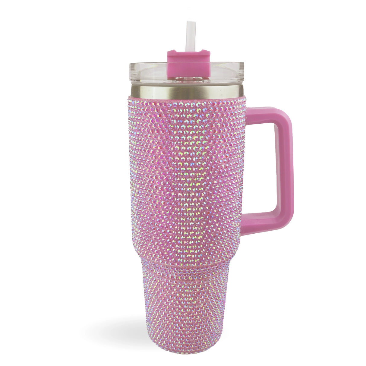 handled travel mug rhinestone pink