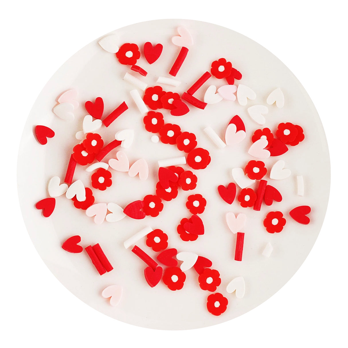Poly Clay Slices - Pink & Red Heart Sprinkles