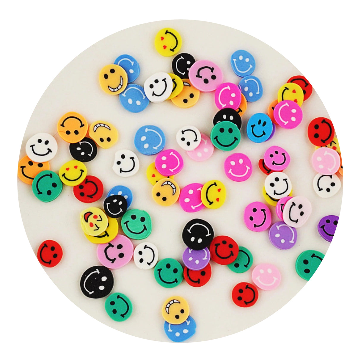 Poly Clay Slices - Rainbow Happy Faces