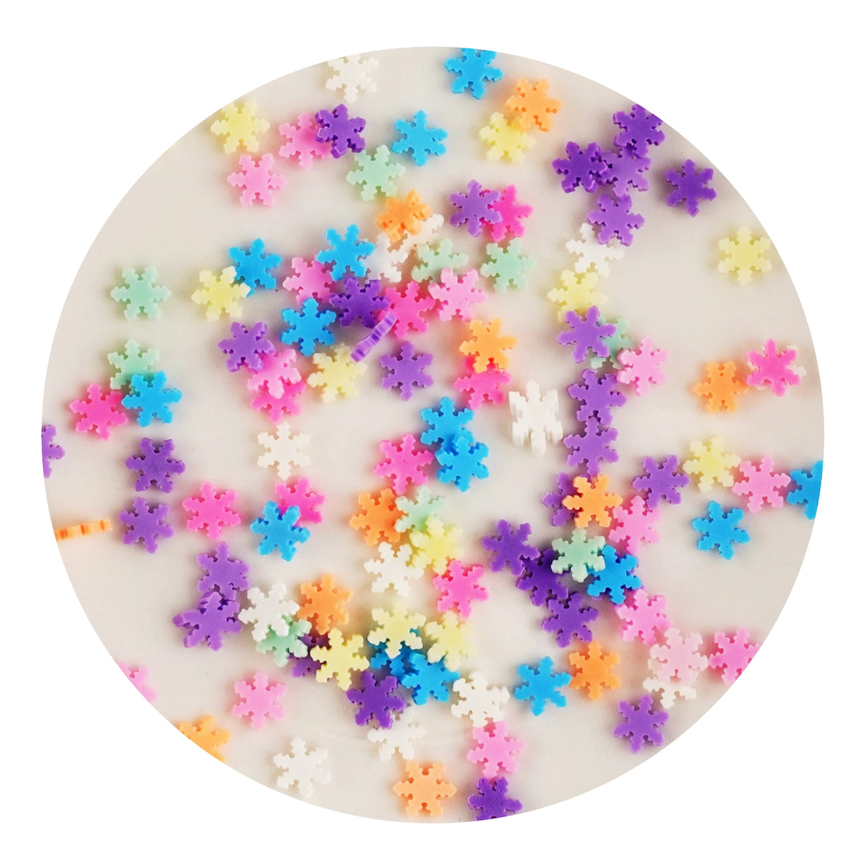 Poly Clay Slices - Rainbow Snowflakes