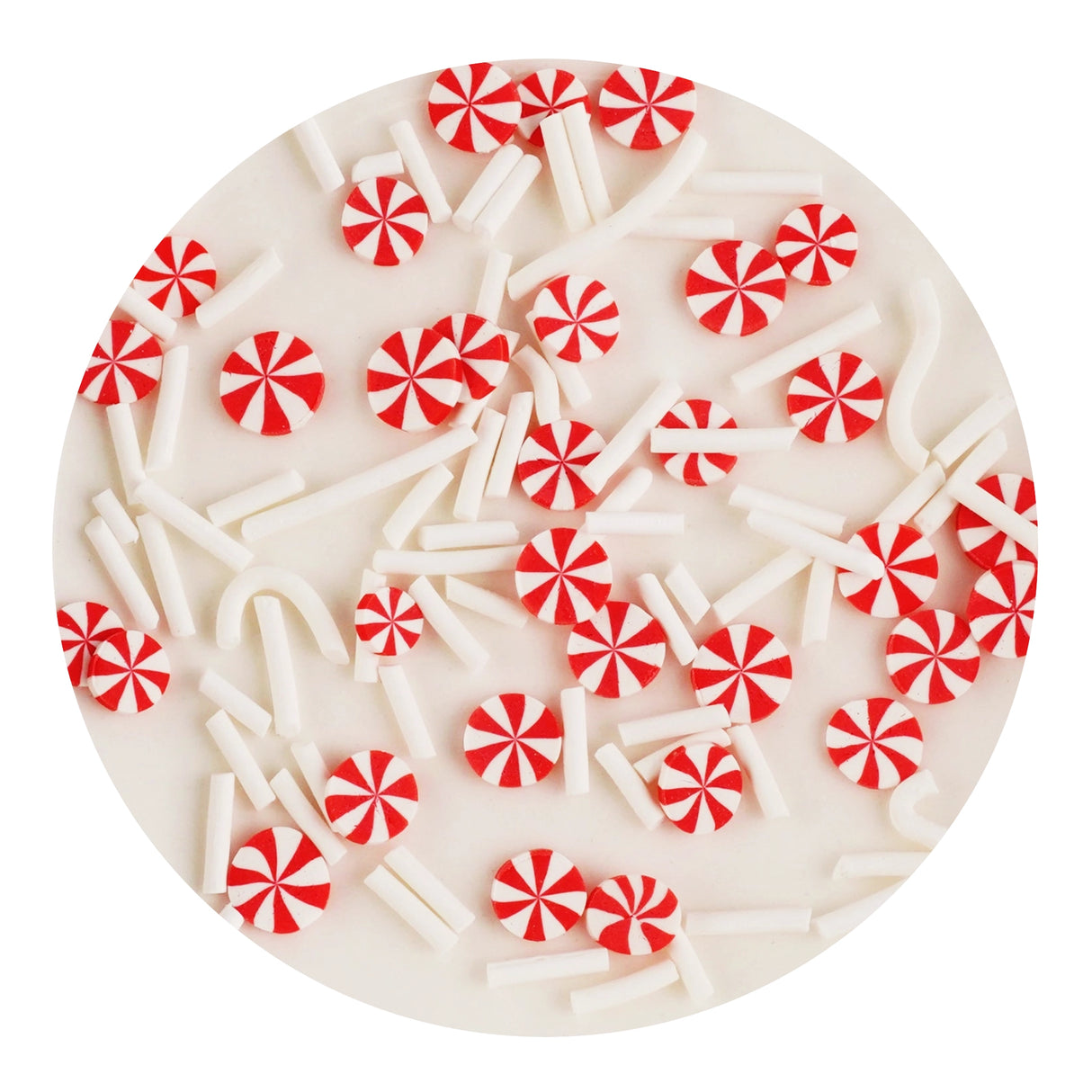 Poly Clay Slices - Red & White Candy Sprinkles