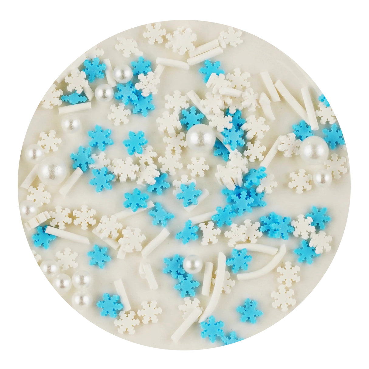Poly Clay Slices - Snowflakes Blue, White & Pearls