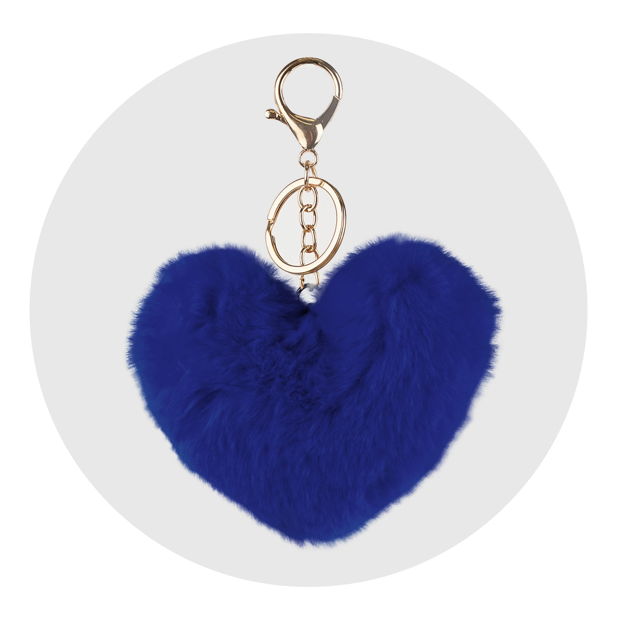 Pom Pom Heart Key Chain - Blue