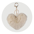 pom pom heart key chain ivory