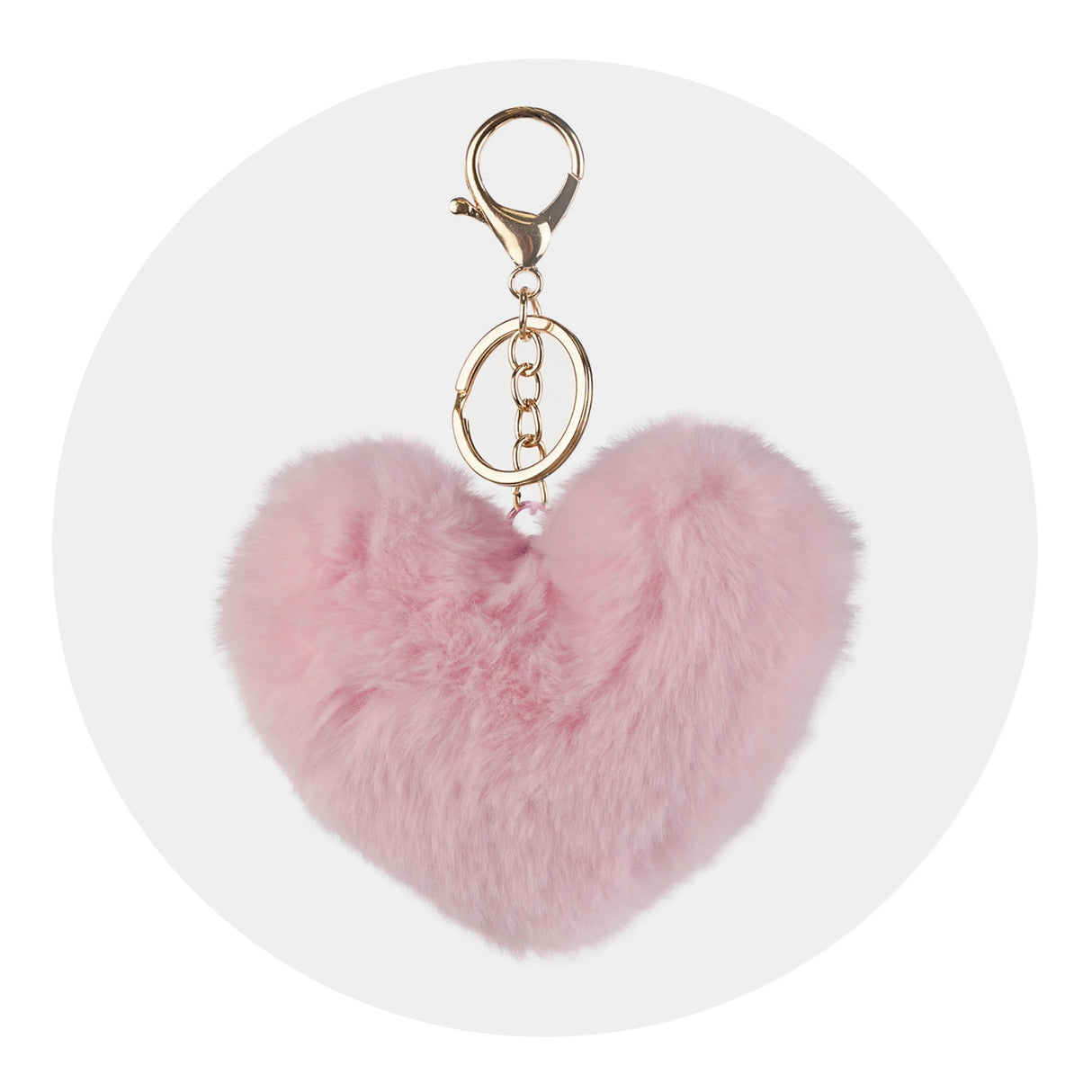 pom pom heart key chain pink