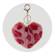 pom pom heart key chain pink purple leopard