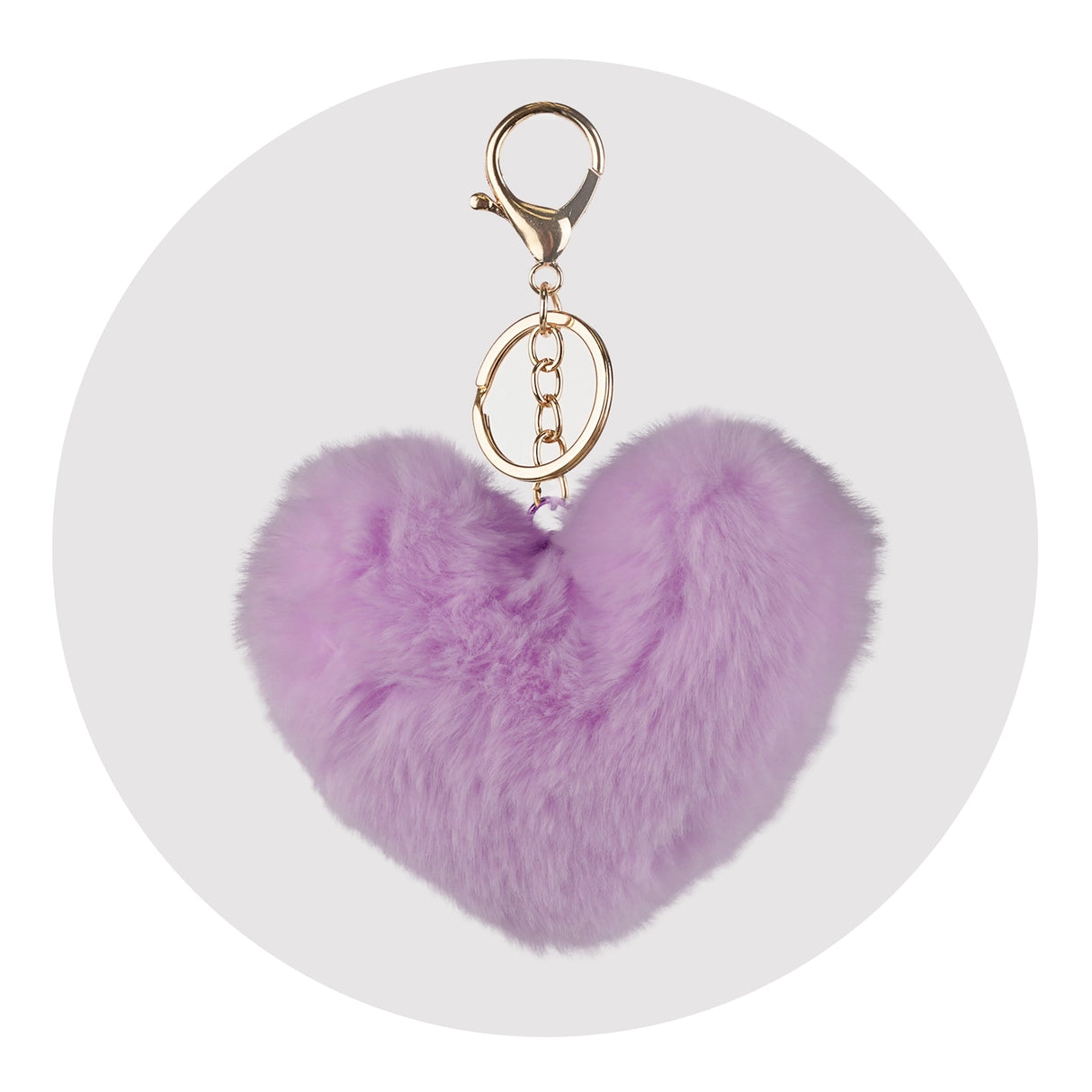 pom pom heart key chain purple