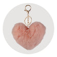 pom pom heart key chain soft pink