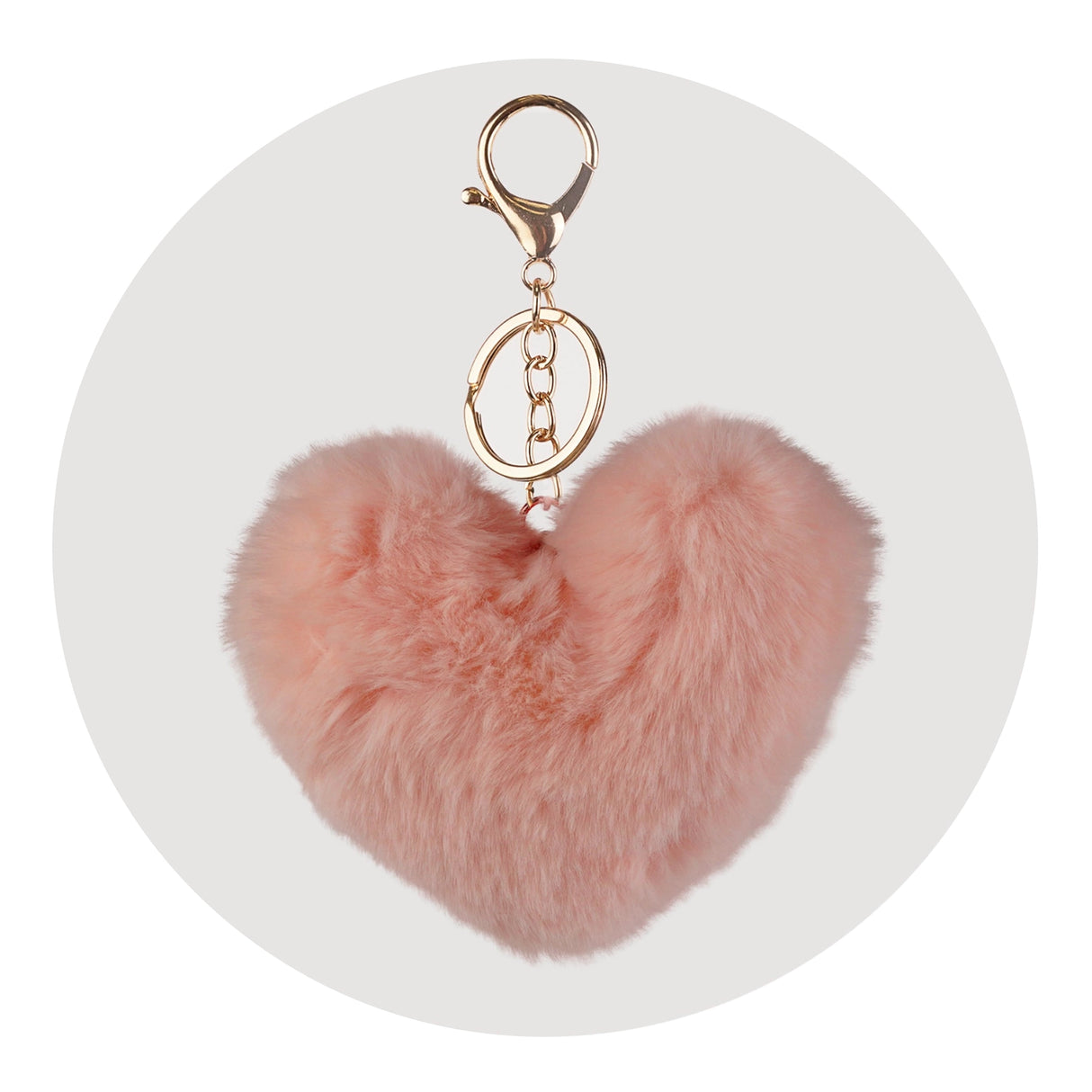 Pom Pom Heart Key Chain - Soft Pink