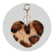 pom pom heart key chain tan brown leopard
